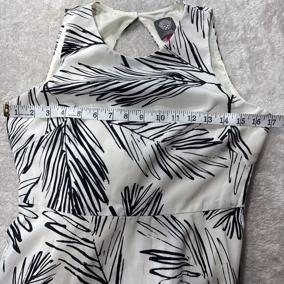 Vince Camuto High Low Dress Size 4 Navy Coral Tropical Shell Palm Print Resort - Picture 9 of 10